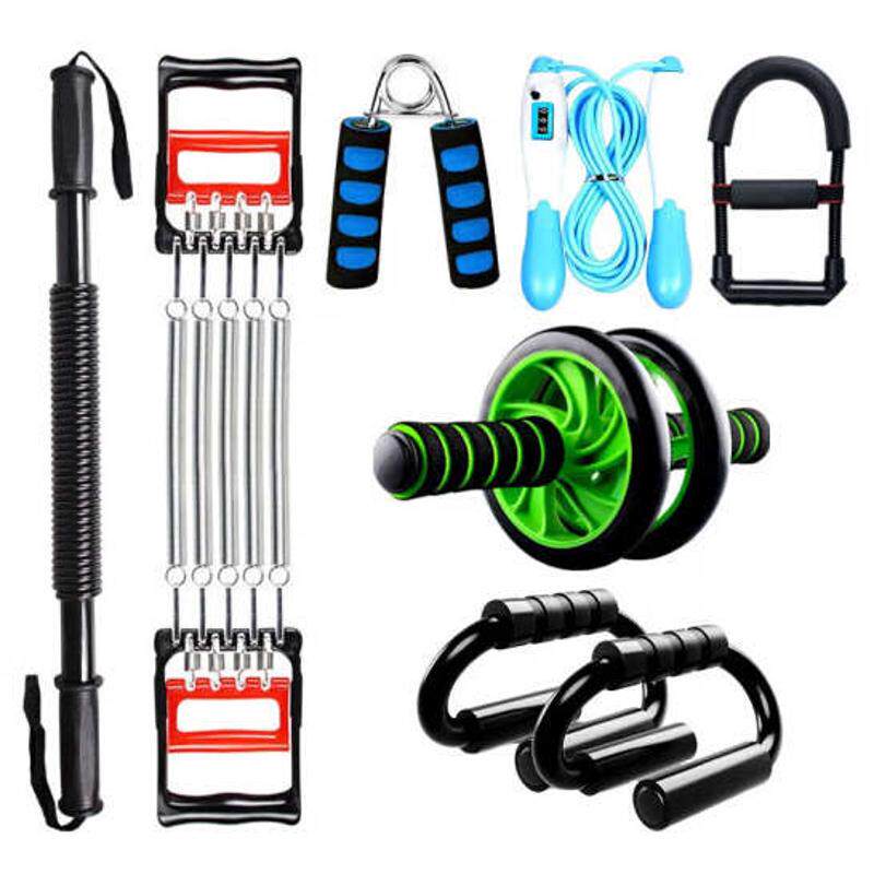 胸肌器脚蹬拉力棒套装腹肌器臂力男训练轮健身器材练组合臂力家用