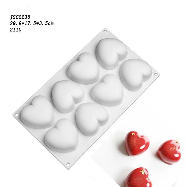 8连心形慕斯模具 意大利同款爱心形蛋糕模具创意菜 法式甜品模具