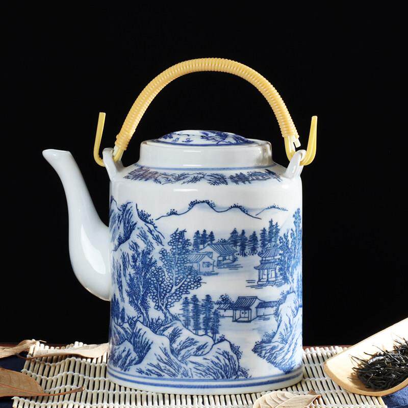 景德镇瓷器茶壶陶瓷大容量凉水壶大号青花瓷提梁泡茶壶冷水壶家用
