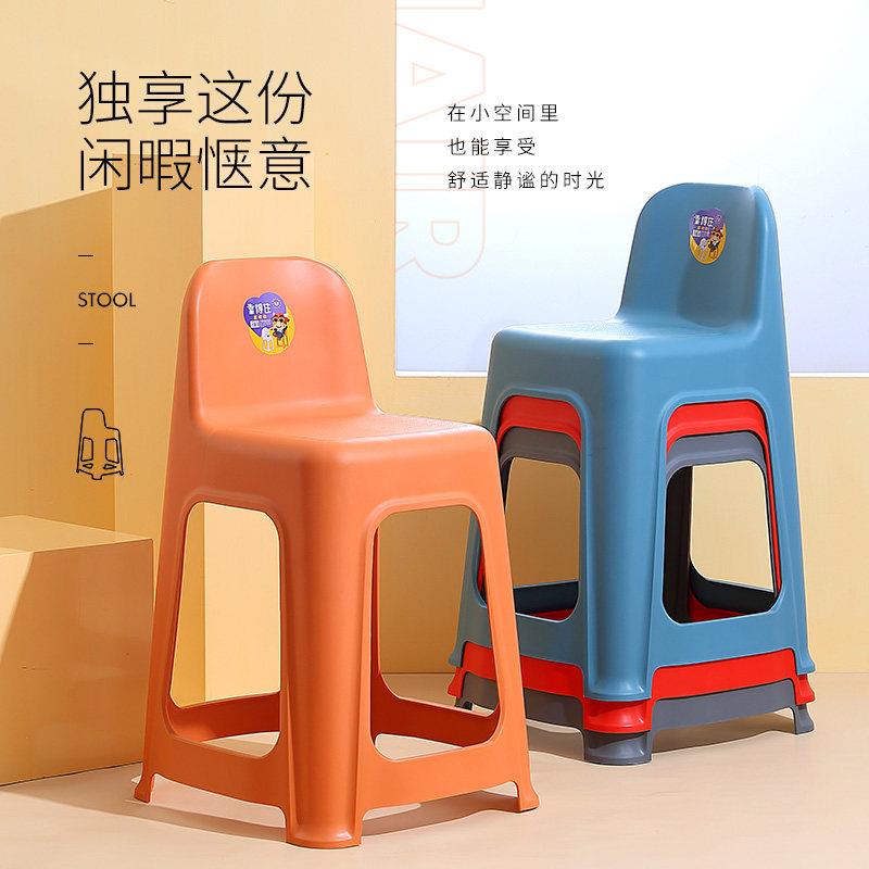 塑料凳子加厚家用带靠背现代简约可叠放成人儿童餐桌凳舒服高板凳图片