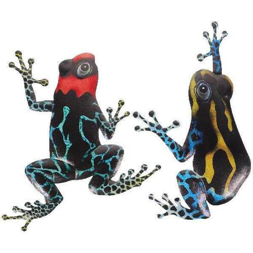 2 Pcs Wall-mounted Frog Decorations Iron Craft Vivid Color