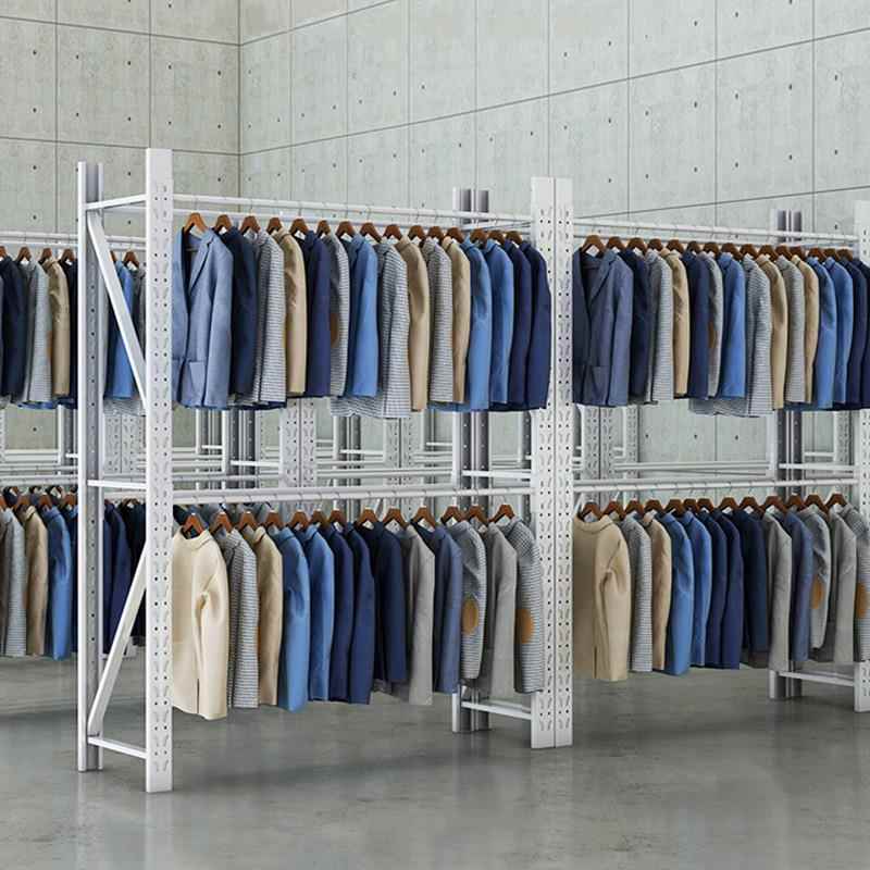 挂衣服货架库房圆管挂衣架落地架展示仓储服装货架仓库整齐铁架子
