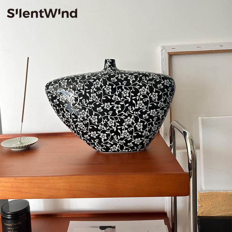 SilentWind中古法式陶瓷大花瓶中式花器插干 干燥树枝民宿样板间