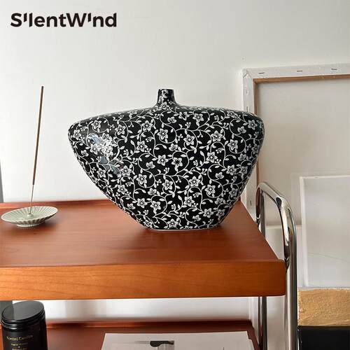 SilentWind中古法式陶瓷大花瓶中式花器插干 干燥树枝民宿样板间