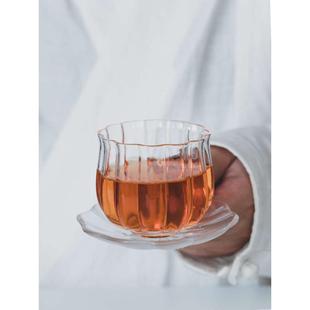 OF9D耐热玻璃莲瓣小茶杯品茗杯酒杯主人单杯水晶透明加厚功夫茶具