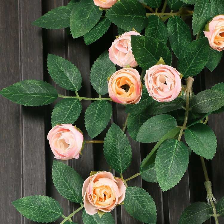 仿真玫瑰花藤仿生墙面遮挡壁挂墙上装饰绿植假花藤条墙壁挂花吊花