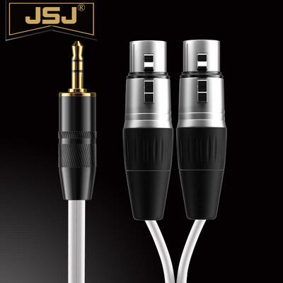 JSJ金山角 3.5转双卡侬母音频线3.5转2XLR手机电脑接调音台音响线