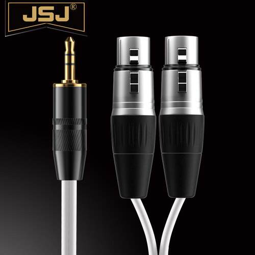 JSJ金山角 3.5转双卡侬母音频线3.5转2XLR手机电脑接调音台音响线