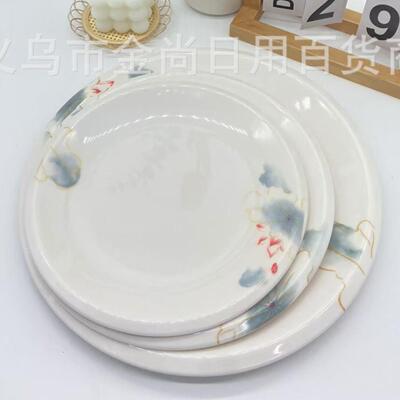 Round melamine plate, plastic snack and cold dish plate, imi