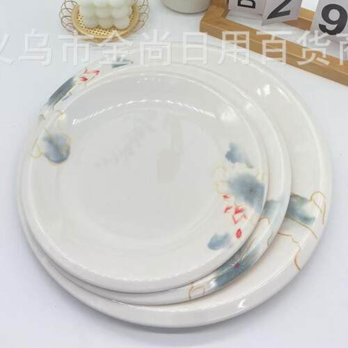Round melamine plate, plastic snack and cold dish plate, imi
