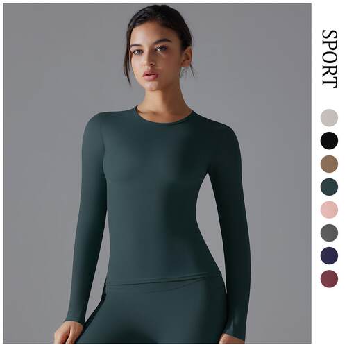 Double sided brushed long sleeved yoga clothes, running