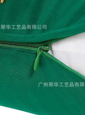 简约风荷兰绒绿色抱枕套手工钉银杏叶沙发靠枕软装样板间背靠