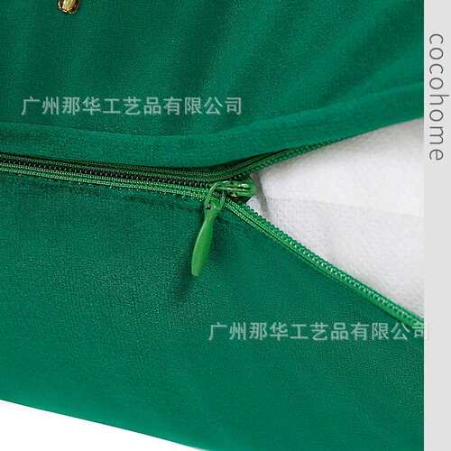 简约风荷兰绒绿色抱枕套手工钉银杏叶沙发靠枕软装样板间背靠