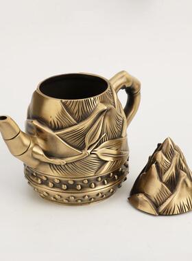 源头厂铜家铜125壶件摆家用铜酒茶壶桌面壶摆件山水壶壶