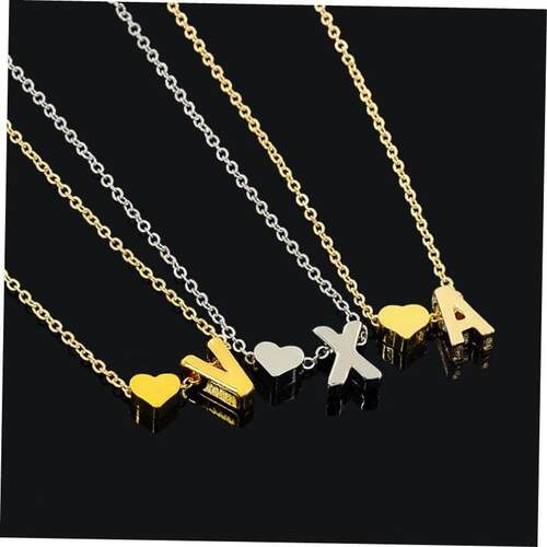 fashion jewelry necklace letter short women chain heart