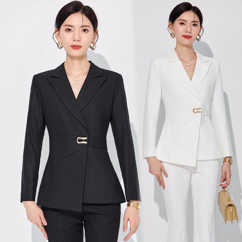 白色西装套装女气质女神范高端职业西服外套主持人正装经理工作服