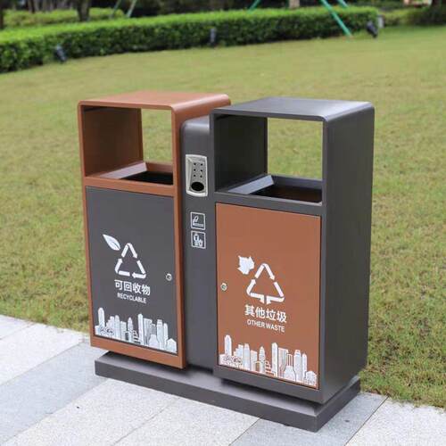 垃圾桶双桶不锈钢果皮箱分类垃圾桶垃圾箱镀锌板户外环卫桶
