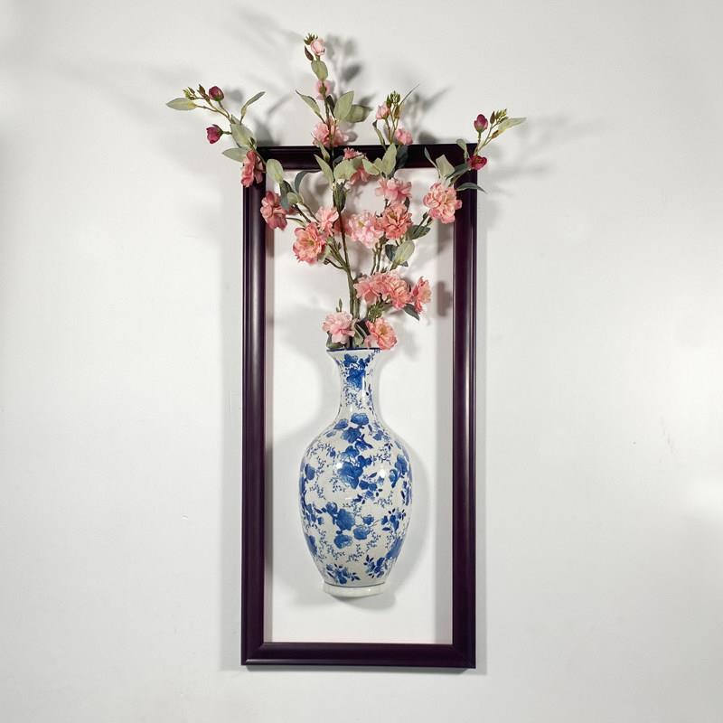 新中式壁饰壁挂青花瓷花瓶壁饰壁挂花器玄关客厅沙发背景墙上装饰