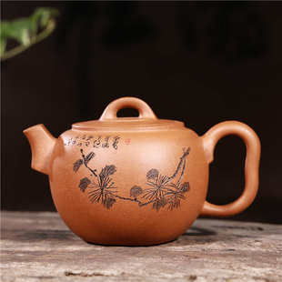 名家原矿降坡竹韵茶壶家用茶具礼品定制 宜兴手工紫砂壶