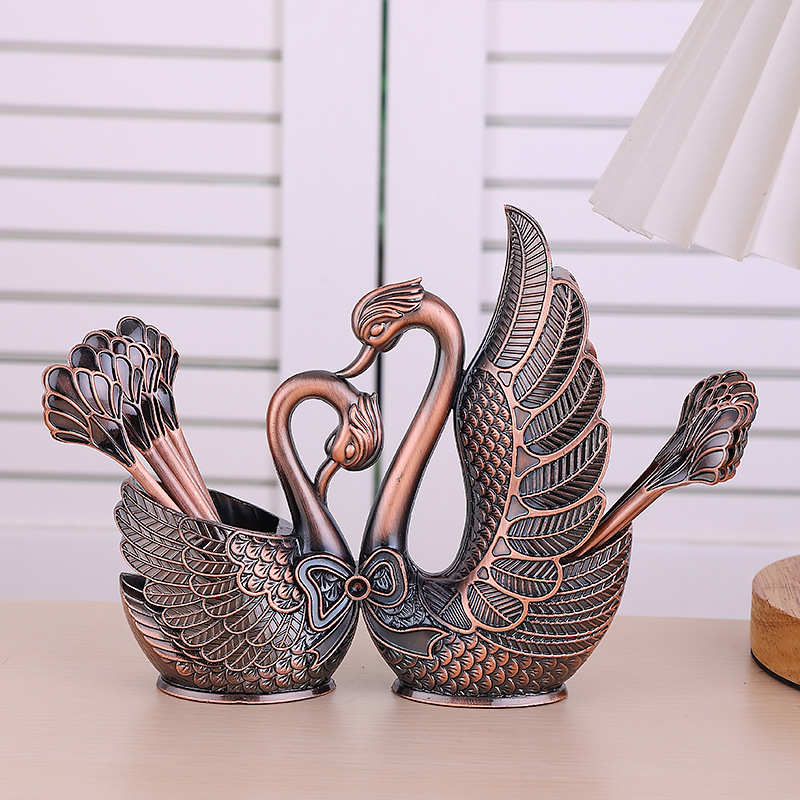 欧式金属咖啡勺家用高档水果勺子叉子套装复古西餐餐具组合叉勺子