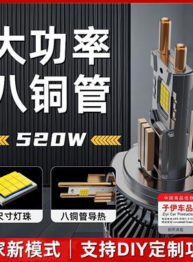 【支持定制】超亮八铜管汽车激光LED客厅灯H7H1透镜H4远近光货车2