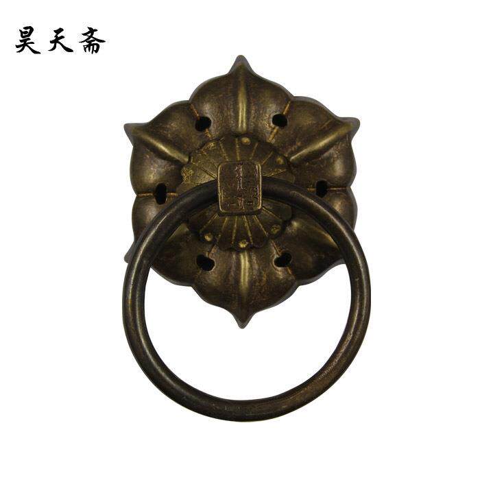 昊天斋新中式古典仿古门环铜拉手大木门六角门钹纯铜扣环把手