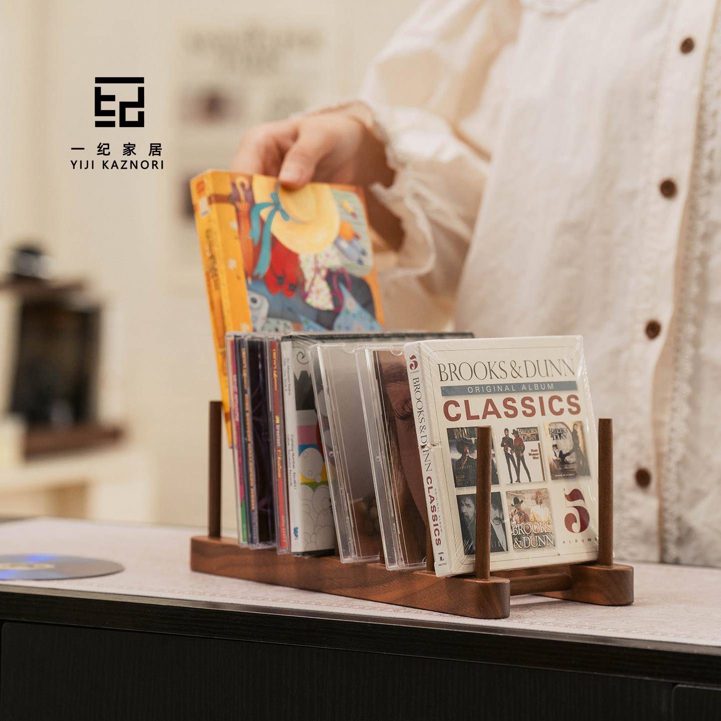 CD架存放架专辑DVD光盘碟片展示架桌面实木分格收纳架子可定制