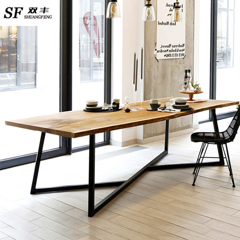 LOFT复古工业风大型长条办公桌 美式办公培训桌实木老板桌会议桌