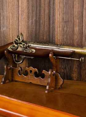 欧式复古双管燧发火枪书柜老板桌博古架工艺品绝地求生喷子摆件