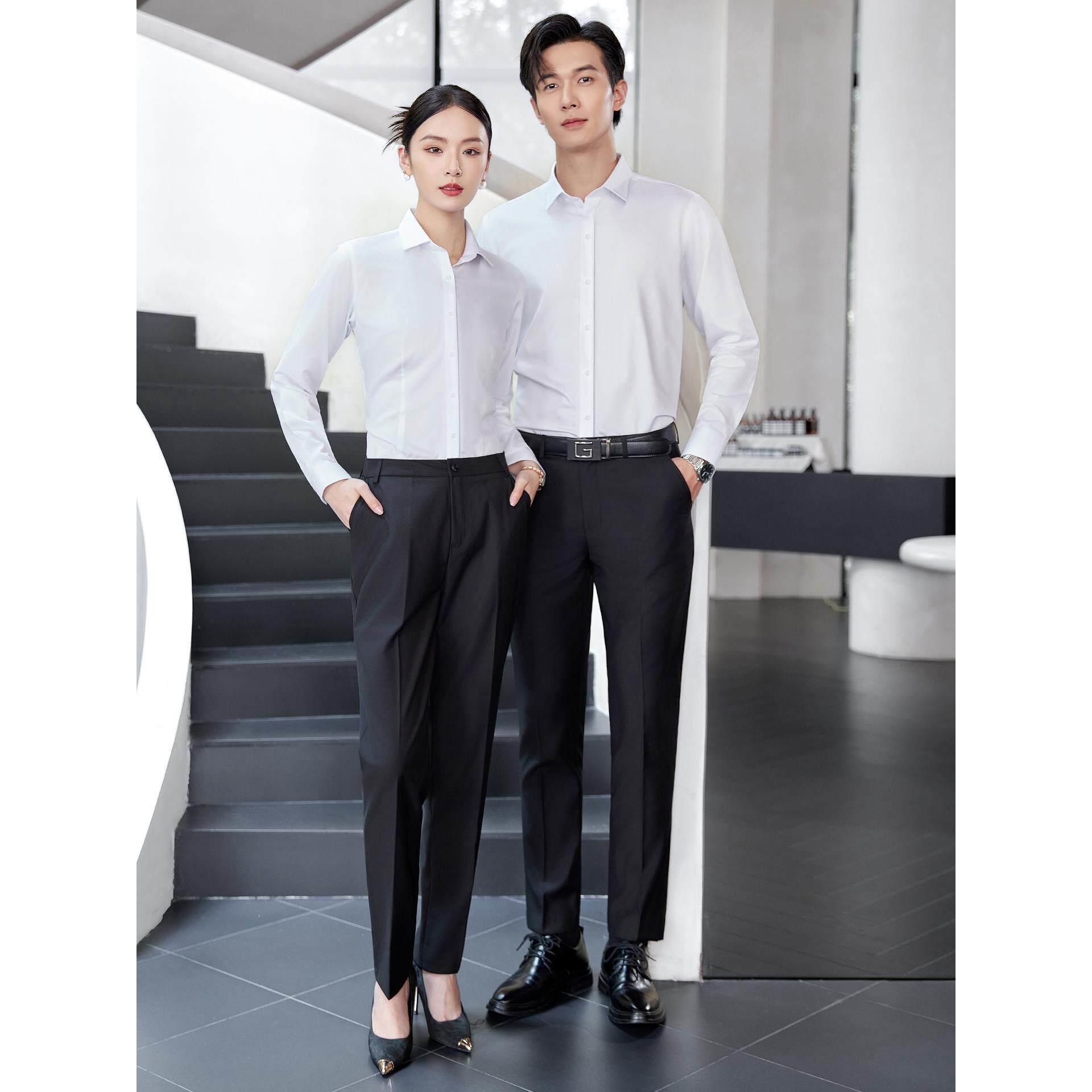 桑蚕丝衬衫男女职业工作服商务正装长短袖4S店工装衬衣定制绣logo