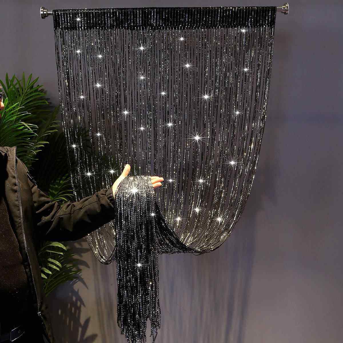 跨境流苏线帘S帘婚庆道具1*2m加密银丝门帘隔断成品窗帘,居家布艺,门帘,淘宝优惠券,粉丝福利购,淘宝优惠卷