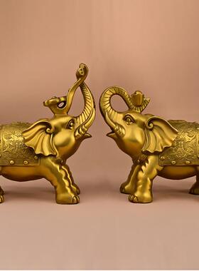 铜大象摆饰纯铜元宝如意象吸水象家居办公室桌面礼品大号吉祥福象