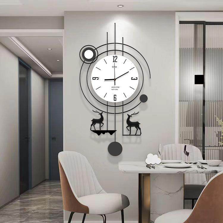 厅厅客创意挂钟餐简约现代免打孔静音大墙立体气挂时QAK钟壁挂式
