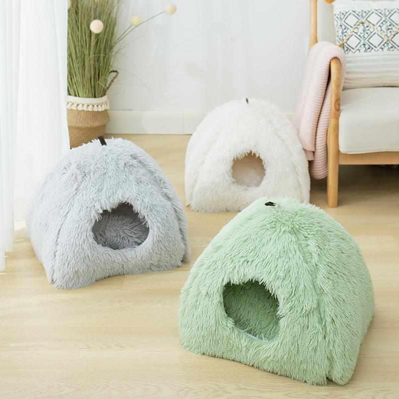 猫窝冬季保暖长毛绒猫屋狗窝四季通用封闭式可拆洗猫房子宠物房子