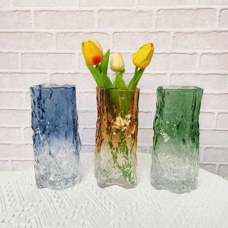不规则冰川玻璃花瓶客厅装饰水养插花花瓶简约透明玻璃装饰花瓶
