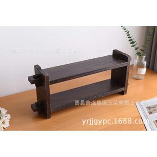 日式烧桐木置物架桌面茶壶茶具收纳架阳台多肉盆栽置放架多层木架