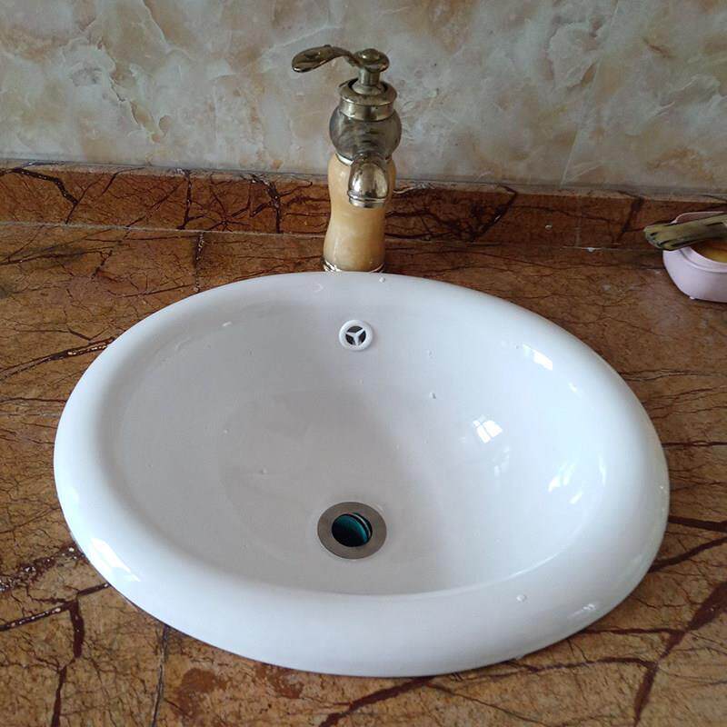 半嵌入式台中盆洗面盆椭圆形陶瓷洗脸盆洗手盆单水槽台下盆改台上