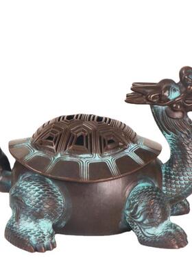 合金香炉 神兽香炉 家居办公室香炉摆件 龙龟香炉