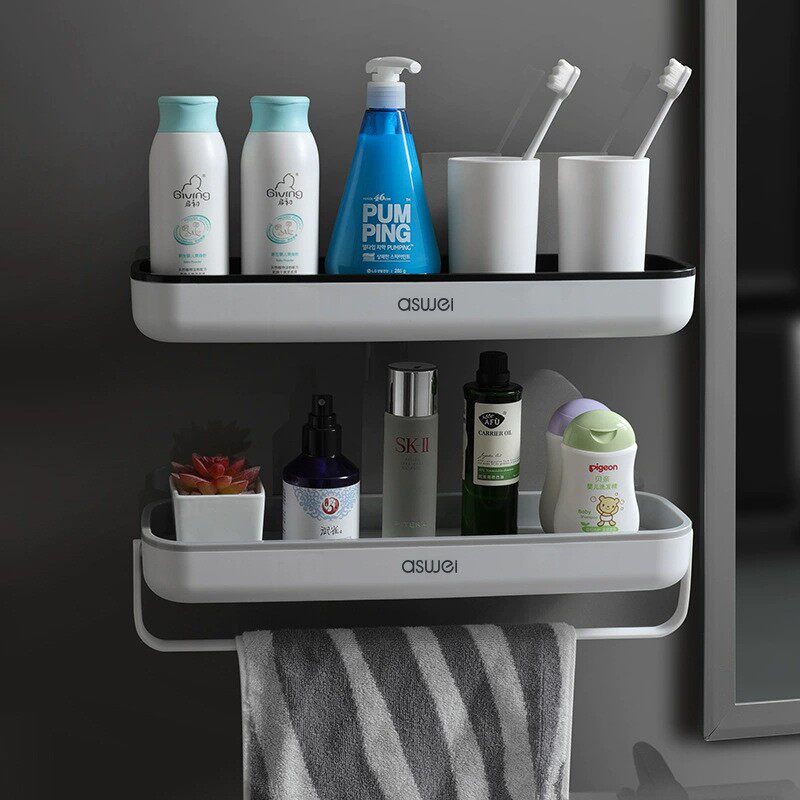 卫生间浴室置物架免打孔壁挂洗手间洗漱台吸壁式毛巾架厨房收纳架