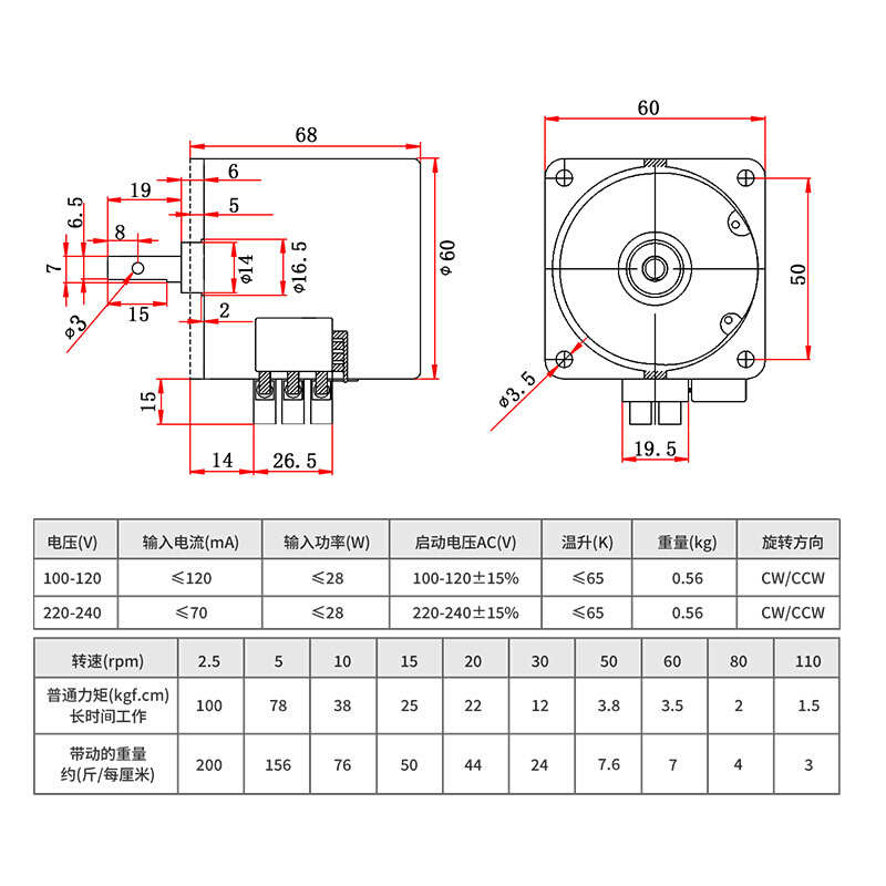 信达电机28W永磁同步减速电机220v微型交流电动机旋转小型马达