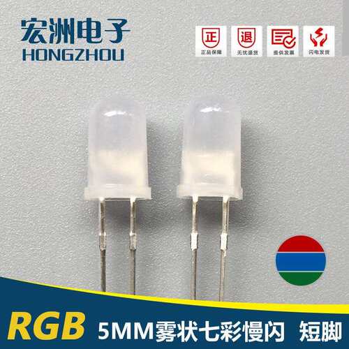 七彩慢闪系列 F5圆头雾状三色慢闪短脚 5MMRGB慢闪