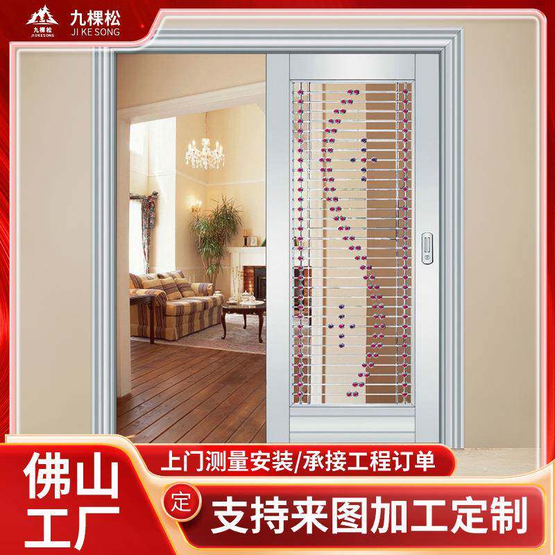简约厨房客厅通风手动门隔音室内玻璃门现代平移房间玻璃推拉门