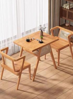 小户型三二合新一简约休闲PVI组合桌椅客厅中式实木藤编台阳桌椅