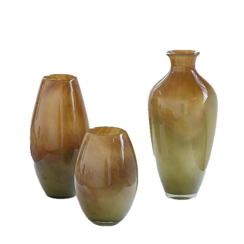 蓝白色玻璃花瓶ins风轻奢高级感透明插花水养创意水培客厅餐桌摆,家居饰品,花瓶,淘宝优惠券,粉丝福利购,淘宝优惠卷