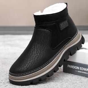 新款冬季男老人棉鞋东北零下40度老北京布鞋男帮地加高厚羊毛爸爸