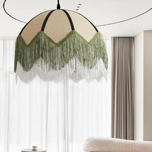 复卧室极简流苏棉麻弧形大吊宿灯客厅古厅民酒店样706板房软装 灯