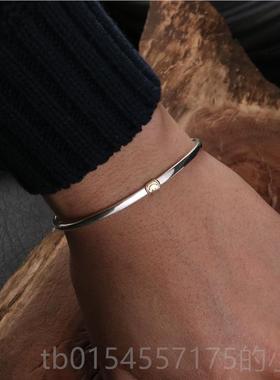 正品a mpapa笑n经典涅槃J脸手镯男女925纯银细款开口情侣手链手环