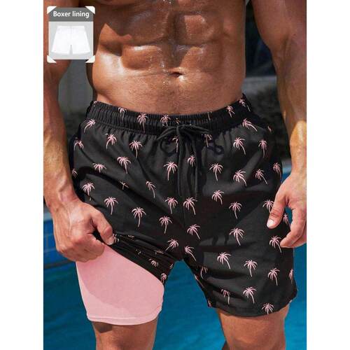 R 39582 Men's two-piece swim trunks 士防尴尬泳裤两件套