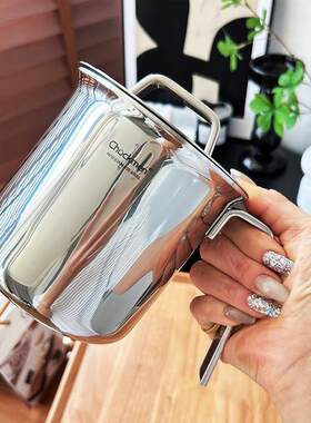 18/10不锈钢奶锅多用烧水壶茶缸咖啡杯三层钢户外小奶壶热奶