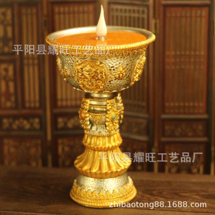 树脂小电子灯酥油灯供灯八吉祥长明灯藏式堂插电酥油灯座
